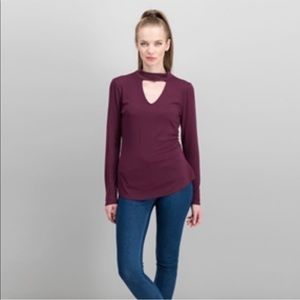 NWT ULTRA FLIRT Maroon/Wine MOCK-NECK CUTOUT XS_L
